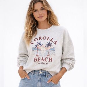 American Eagle Relaxed Fit Sweatshirt XL Heather Grey Corolla Beach Outer Banks